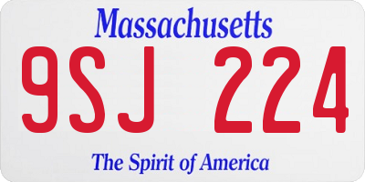 MA license plate 9SJ224