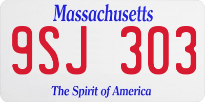 MA license plate 9SJ303