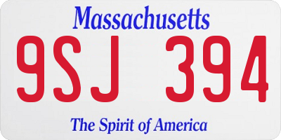 MA license plate 9SJ394