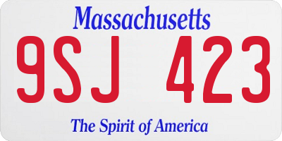 MA license plate 9SJ423