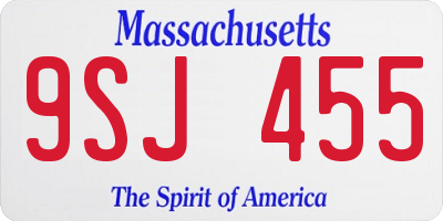 MA license plate 9SJ455
