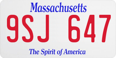 MA license plate 9SJ647