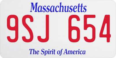 MA license plate 9SJ654