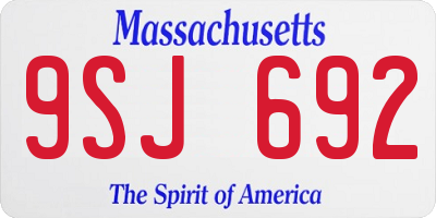 MA license plate 9SJ692