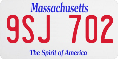 MA license plate 9SJ702