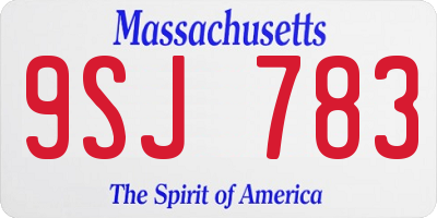 MA license plate 9SJ783