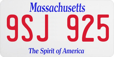 MA license plate 9SJ925