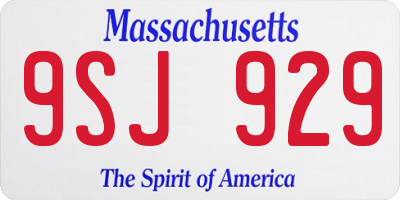 MA license plate 9SJ929