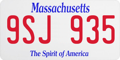 MA license plate 9SJ935
