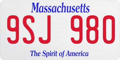 MA license plate 9SJ980