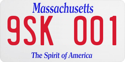 MA license plate 9SK001