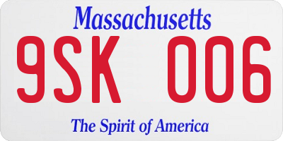 MA license plate 9SK006