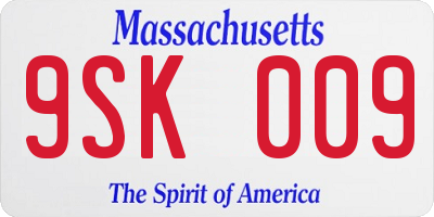 MA license plate 9SK009