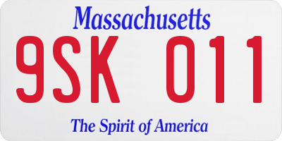 MA license plate 9SK011