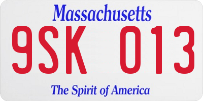 MA license plate 9SK013