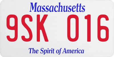 MA license plate 9SK016