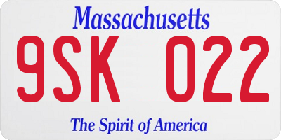 MA license plate 9SK022