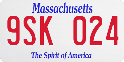 MA license plate 9SK024