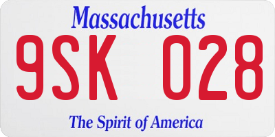 MA license plate 9SK028