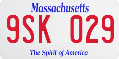 MA license plate 9SK029