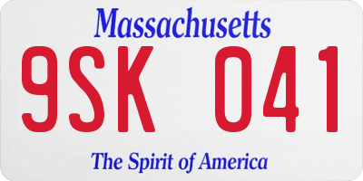 MA license plate 9SK041