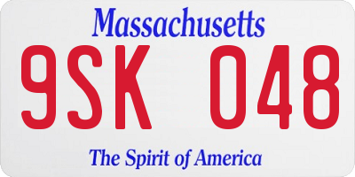 MA license plate 9SK048