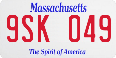 MA license plate 9SK049