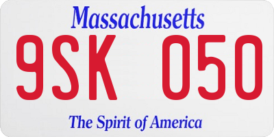 MA license plate 9SK050