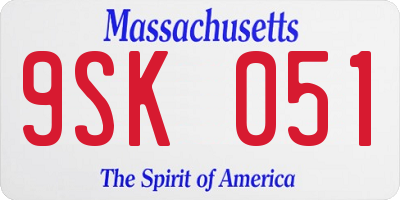 MA license plate 9SK051