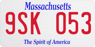 MA license plate 9SK053