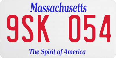 MA license plate 9SK054