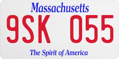 MA license plate 9SK055