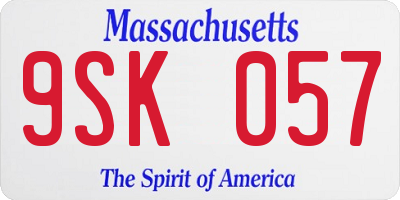 MA license plate 9SK057