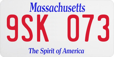 MA license plate 9SK073
