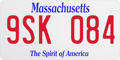 MA license plate 9SK084