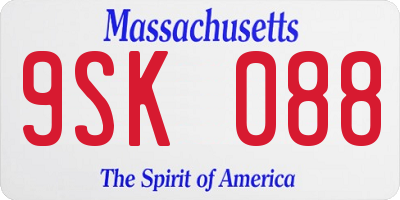 MA license plate 9SK088