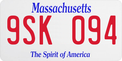 MA license plate 9SK094