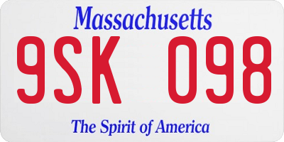 MA license plate 9SK098