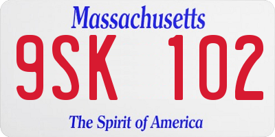 MA license plate 9SK102