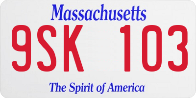 MA license plate 9SK103