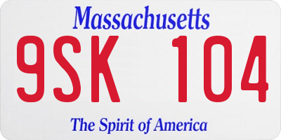 MA license plate 9SK104
