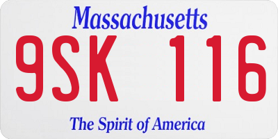 MA license plate 9SK116