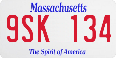 MA license plate 9SK134