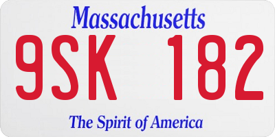 MA license plate 9SK182