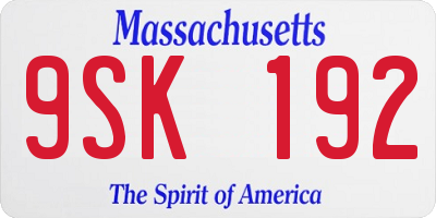MA license plate 9SK192