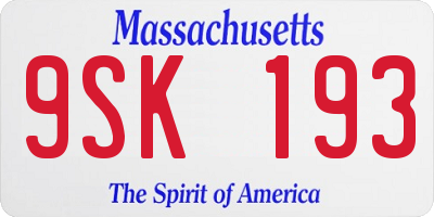 MA license plate 9SK193