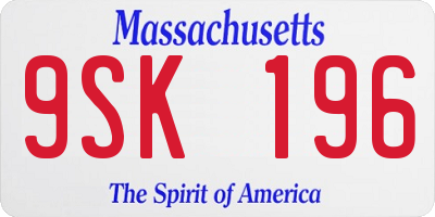MA license plate 9SK196