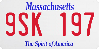 MA license plate 9SK197