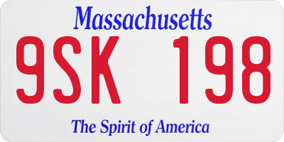 MA license plate 9SK198