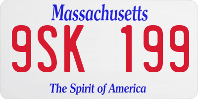 MA license plate 9SK199